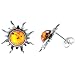 Certified Genuine Baltic Honey Amber and Sterling Silver Flaming Sun Stud Earrings