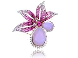 Fuchsia Pink Empress Lily Orchid Flower Swarovski Crystal Rhinestone Pin Brooch