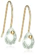 Gold Plated Sterling Silver 8x5mm Pear-Shaped Briolette Green Amethyst Earrings