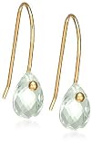 Gold Plated Sterling Silver 8x5mm Pear-Shaped Briolette Green Amethyst Earrings