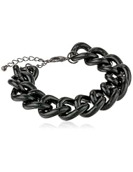 Black Flat Chain Link Bracelet, 8"+2.5" Extender