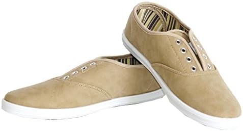 Twisted Women's Tennis Basic Faux Leather Athletic Slip-On Sneaker - TAN PU, Size 7