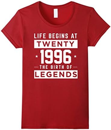 Women's 1996 Life Begins / Birth of Legends - 20th Birthday Gift Tee Large Cranberry