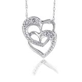 10k White Double Heart Diamond Pendant