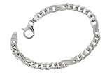 10K White Gold Shiney Curb With Satin Twist Bracelet