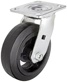 41hd8Y%2BiuHL. SL160  RWM Casters 46 6 Diameter Rubber On Iron Wheel Kingpin Medium Heavy Duty Swivel Plate Caster with Straight Roller Bearing, 4 1/2 Length x 4 Width Plate, 410 lbs Capacity Range