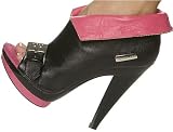Highest Heel Women's SASHA-103 5 Platform Open Toe Ankle Bootie With Buckle, available in 3 colors