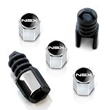 Acura NSX Black Logo Theft Deterrent Chrome Tire Stem Valve Caps by TVG