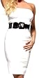 HIGH WAIST STRAPLESS CAREER WOMAN COCKTAIL PENCIL TUBE DRESS WITH BELT