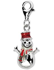 Sterling Silver Enamel Snowman with Lobster Clasp Charm