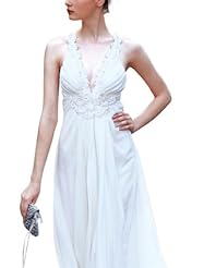 Chiffon Beaded Cocktail Full Length Sleeveless Homecoming Dress/Pageant Dress/Prom Dress/Party Dress/Wedding Dress 