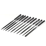 uxcell　ニードルヤスリ　ニードルファイル　グラス　ストーン　メタル　ダイヤモンドコート　カービング　ブラック　10 in 1