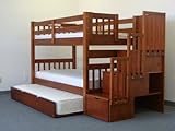 Stairway Bunk Bed Twin over Twin in Expresso with 3 Drawers Built in to the Steps and a Twin Trundle
