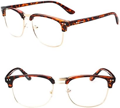 WenVen Vintage Inspired Classic Half Frame Horn Rimmed Clear Lens Glasses(leopard,One Size)