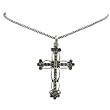 Necklace - N191 - CZ Cross on Rope Chain ~ Black Diamond