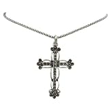 Necklace - N191 - CZ Cross on Rope Chain ~ Black Diamond