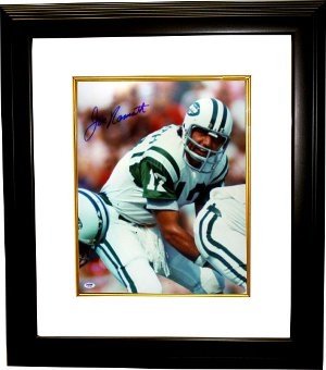 Joe Namath Autographed/Hand Signed New York Jets 16x20 Photo Custom Framed