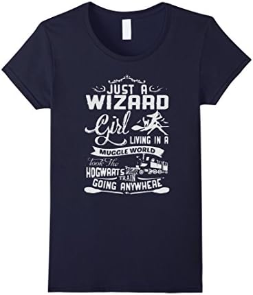 Women's Just a Wizard Girl T-Shirt Medium Navy