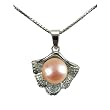Sea Treasure Cultured Pearl Platinum Overlay CAREFREE Sterling Silver Pendant Necklace, Peach Pink Sea Treasure Cultured Pearl Platinum Overlay CAREFREE Sterling Silver Pendant Necklace, Peach Pink