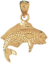 Dazzlers Solid 14 karats Gold 3D Mahi Mahi Fish Charm Pendant available in three colors from jewelsberry (weights: 3.5 grams only)