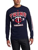 MLB Men's Minnesota Twins Past Time Original Long Sleeve Basic Tee, Athletic Navy, Medium