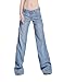 AvaCostume Women's Classic Washed Blue Wide Leg Bootcut Palazzo Jean Pants