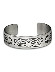 Sterling Silver Eagle Bear Northwest Coast Native American / First Nation Bracelet. Made in USA.
