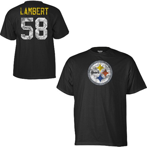 Mens Pittsburgh Steelers #58 Jack Lambert Black Vintage Name and Number Tshirt - M