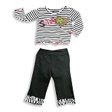 Rubbies - Newborn Girls Long Sleeve Pant Set, Black, White