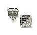 Mens Silver Tone Clear/Black Cz Cube Iced Out Hip Hop Micro Pave Stud Earrings