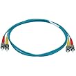 10Gb Fiber Optic Cable, ST/ST, Multi Mode, Duplex - 1 Meter (50/125 Type) - Aqua