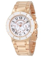 a_line Womens 20107DV Marina Chronograph White Textured Dial Rose Watch