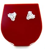 Cubic Zirconium diamante en forme du triangle, en argent sterling Boucle d'oreilles