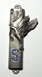 Pewter Mezuzah with Initial made with Swarovski Crystal