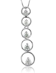 14k White Gold 5 Stone Journey Diamond Pendant Necklace (GH, I1-I2, 0.50 carat)