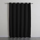 Best Home Fashion Wide Width Thermal Insulated Blackout Curtain - Antique Bronze Grommet Top - Black - 80"W x 84"L - (1 Panel)
