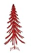 6' Pre-Lit Downswept Holographic Red Tinsel Christmas Tree #2757-60R
