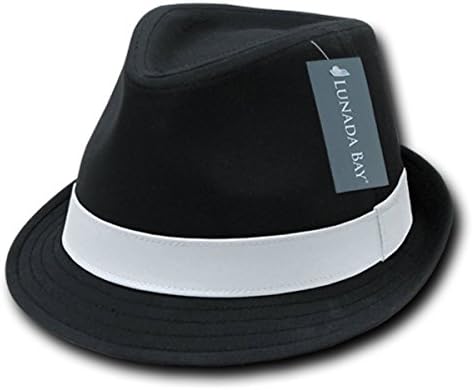 LUNADA BAY Sweatband Basic Poly Woven Fedora Hat_Black White_L_XL