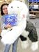 GIANT 4 & 1/2 FEET-LONG SOFT PLUSH ADORABLE PUPPY DOG - WITH 1-POUND BOX OF PERUGINA CHOCOLATES ATTACHED TO BIG RIBBON AROUND NECK Image