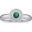 14K White Gold Emerald and Diamond Ring