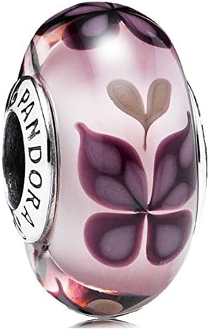 791621 Butterfly Kisses Pink Murano Glass Charm for Pandora Bracelets 2016 Christmas Gift