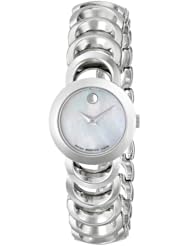 Movado Womens 606249 Rondiro Stainless-Steel White Mother of pearl Round Dial Watch