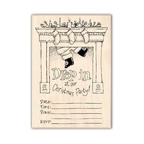 Inkadinkado Mounted Stamp CHRISTMAS PARTY INVITATION