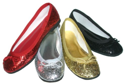 Girls Dimensional Glitter Bow Flats Shoes