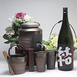 焼酎サーバー2000cc備前金彩（専用木台付き）ペアグラス 陶芸作家　安藤嘉規作伝統の萬古焼き（芋焼酎　結1800ｍｌ）
