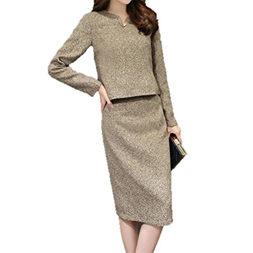 秋冬物 レディース Vネック ツーピース スーツ セットアップ オリジナルグッズ付属 NPR0161