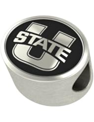 Utah State Aggies College Collegiate Bead Charm Fits Most Pandora Style Bracelets Including Chamilia, Troll and More. Licensed High Quality Bead in Stock for Fast Shipping