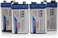 EBL 4 Pack 9V 6F22 600mAh High Volume Lithium-ion Rechargeable 9 Volt Li-ion Batteries
