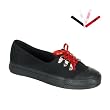 TROUBLE-17 Women's Gothic Punk Style D-Ring Corset Laceup Black Canvas Sneaker