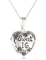Sterling Silver "Sweet 16" Heart Locket, 18"